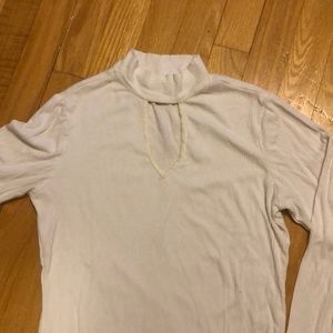 White high neck soft long sleeve shirt